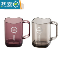 敬平透明漱口杯情侣洗漱杯子便携家用刷牙杯网红款牙缸日系牙刷杯 透明紫+高级灰