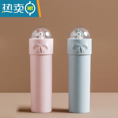 敬平创意洗漱杯旅行牙刷牙膏收纳盒学生宿舍卡通可爱情侣便携式牙桶 粉色+蓝色