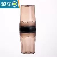 敬平旅行洗漱杯套装情侣漱口杯子便携式牙缸透明出差装牙膏牙刷收纳盒 优雅灰[洗漱/收纳两用 旋转卡扣设计不脱落]