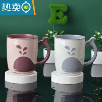 敬平漱口杯家用简约刷牙杯洗漱杯儿童一对情侣牙刷杯套装创意便携牙缸 [2个装]粉色+灰色