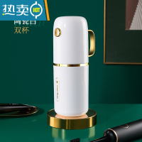 敬平旅行漱口杯刷牙杯牙缸套装牙具牙刷杯子牙膏盒便携式高颜值洗漱杯 [陶瓷白]双杯(可拆卸手柄)