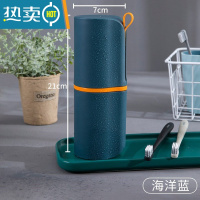 敬平旅行刷牙杯子牙刷收纳盒便携式漱口杯家用牙具盒牙缸牙桶洗漱套装 [1个装]海洋蓝(双层加厚/硅胶洗漱杯