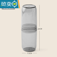 敬平旅行漱口杯便携式牙刷盒洗漱套装牙具杯收纳盒家用牙膏盒牙缸套装 『经典全透明款-可分双杯』-玛瑙灰(大容量洗漱杯