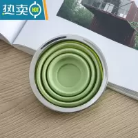 敬平便携式杯子可折叠伸缩水杯硅胶压缩杯户外漱口杯泡茶杯旅行喝水杯 [透明盖子]抹茶绿洗漱杯