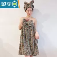 敬平浴帽干发帽女吸水速干2021新款可爱干发巾吸水包头擦头发毛巾加厚 大蝴蝶浴裙>♥墨绿色♥ (非套装)