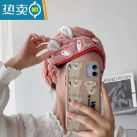 敬平干发帽吸水速干洗头包头浴帽女可爱加厚干发巾洗头擦头发毛巾 立体怪-烟粉色 干发帽