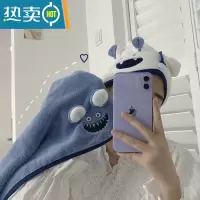 敬平干发帽吸水速干洗头包头浴帽女可爱加厚干发巾洗头擦头发毛巾 立体怪-雾霾蓝 干发帽