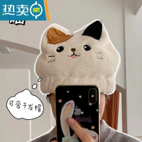敬平干发帽女吸水速干新款加厚洗头毛巾擦头发包头巾儿童浴帽可爱 米白猫咪干发帽