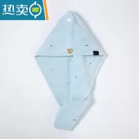 敬平加厚干发帽吸水干发巾浴帽成人女长发可爱洗头速干包头巾 天蓝色 双层干发帽
