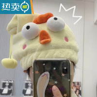 敬平干发帽女吸水速干新款加厚洗头毛巾擦头发包头巾儿童浴帽可爱 浅黄萌小鸡干发帽