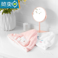 敬平儿童可爱干发帽女孩韩国女童吸水速干擦头洗头发包头巾浴帽干发巾 萌兔[粉色+白色] 5岁以上及成人
