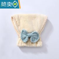 敬平干发帽女洗包头巾擦头发浴帽吸水速干加厚毛巾可爱干发巾 套头款淡黄色