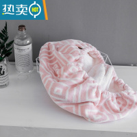 敬平浴帽干发帽女可爱加厚包头巾长发干发毛巾吸水速干擦头发毛巾 回型纹干发帽-粉色