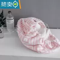 敬平浴帽干发帽女可爱加厚包头巾长发干发毛巾吸水速干擦头发毛巾 回型纹干发帽-粉色