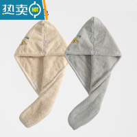 敬平干发帽吸水速干单纯加厚2021新款女可爱包头毛巾擦洗头发浴帽 lovely柯基两件套:奶咖+浅灰