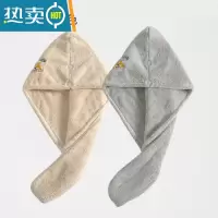 敬平干发帽吸水速干单纯加厚2021新款女可爱包头毛巾擦洗头发浴帽 lovely柯基两件套:奶咖+浅灰