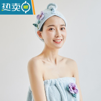 敬平干发帽女吸水加厚浴帽可爱韩国长发包头巾网红抖音款 干发帽:蓝色花儿