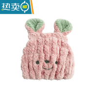 敬平儿童干发帽吸水速干包头浴帽宝宝婴儿擦头发器毛巾可爱女童 儿童兔耳朵干发帽-藕粉