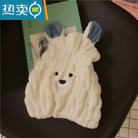 敬平小白兔几可爱卡通短耳朵干发帽干发擦头毛巾吸水速干加厚包头 白色 蓝耳朵小熊