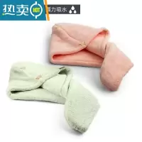 敬平干发帽吸水洗头发浴帽毛巾包头女加厚成人长发擦头巾器速干 加厚双层 绿色+粉色