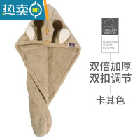 敬平干发帽吸水速干加厚2021新款双层可爱洗头包头发毛巾浴帽女孩 卡其色