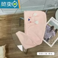 敬平可爱干发帽吸水速干女包头卡通成人浴帽洗头发干发巾擦头毛巾 笑脸小熊-粉色