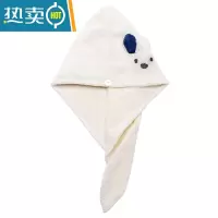敬平干发帽女吸水速干浴帽包头巾干发毛巾可爱儿童女童擦头发器 [升级加厚]耳朵款白色