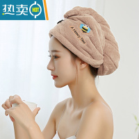 敬平浴帽干发帽女士非吸水包头发擦头发毛巾速干加厚洗头发帽子 [加厚2只装]卡其色
