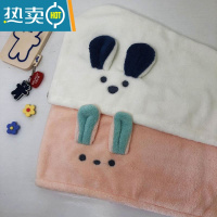 敬平干发帽2021新款网红女童头巾女包头吸水韩国兔耳朵可爱熊擦头加厚 [集美款]粉色小兔+白色小熊