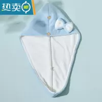敬平干发帽女吸水速干包头巾家用双层洗头器擦头发毛巾新款浴帽 浅蓝白蝴蝶结[160g吸水速干]