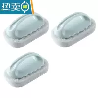 敬平刷子清洁刷去污浴缸瓷砖金砂块厨房洗锅器洗碗水池海绵擦百洁布 北欧蓝3个装