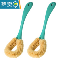 敬平椰棕锅刷厨房长柄清洁刷不沾锅去污刷洗碗刷刷锅碗器灶台清洁刷 绿色-2支装刷子
