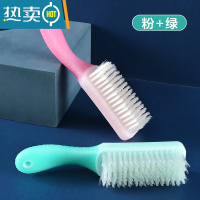 敬平鞋刷子家用洗衣刷不伤鞋软毛鞋刷鞋子器洗鞋专用刷子长柄衣服刷 升级款 樱桃粉+清新绿[2个装]