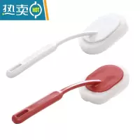 敬平长柄浴缸刷卫生间清洁器厕所刷子家用浴室坐便器马桶外壁海绵刷 两个装-暗红色+本白色