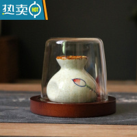 敬平日式复古牙签盒牙签筒罐家用盒轻奢陶瓷个性创意饭店收纳国风 淡雅莲布袋(带盖+底座)