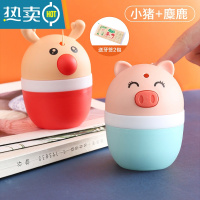 敬平牙签盒家用按压式自动弹出创意卡通轻奢时尚客厅便携式牙签筒 麋鹿+小猪[2个装] 送400支牙签