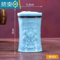 敬平欧式牙签盒创意家用客厅可爱牙签筒便捷旋转式牙签桶新品 旋转-蓝底蓝玫瑰