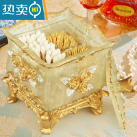 敬平牙签盒家用个性创意轻奢自动牙签筒高颜值按压棉签化妆棉收纳 欧式二合一牙签盒