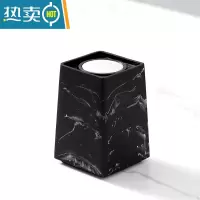 敬平轻奢按压式牙签筒收纳北欧ins家用客厅创意个性简约罐 水墨黑 银色不锈钢内胆