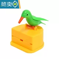 敬平按压式小鸟牙签筒网红同款自动弹出牙签盒抖音可爱卡通小鸟牙签罐 绿鸟黄底