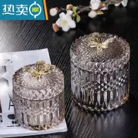 敬平家用玻璃牙签筒牙线收纳盒装饰盒棉签筒创意蝴蝶客厅摆件高颜值大 咖色蝴蝶牙签筒大小组合