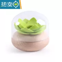 敬平牙签盒实木家用个性创意牙签筒餐厅客厅木质牙签罐简约棉签盒 原木色绿色