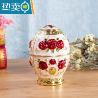 敬平欧式牙签盒客厅时尚茶几自动手按牙签筒创意时尚复古摆件牙签罐 白底红玫瑰