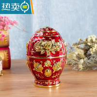 敬平欧式牙签盒客厅时尚茶几自动手按牙签筒创意时尚复古摆件牙签罐 红底金玫瑰