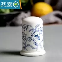 敬平陶瓷白色青花牙签筒 欧式牙签瓶客厅牙签盒餐桌牙签罐家用棉签筒 陶瓷牙签盒:青花