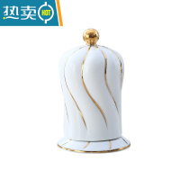 XIANCAI北欧欧式ins网红轻奢棉签盒牙签盒筒桶创意简约家用陶瓷罐 海浪牙签筒/白色