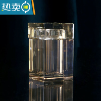 敬平现代欧式创意玻璃灰色棉签盒套装家用客厅纸巾盒茶几套装 牙签筒丨咖色