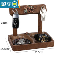 敬平按压牙签盒家用创意个性美式轻奢客厅牙签筒酒店餐厅专用牙签罐 松果款 玄关钥匙盒 木纹色树脂