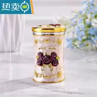敬平欧式牙签筒盒家用牙签罐北欧轻奢牙签桶餐厅酒店KTV用品装饰摆件 金紫 送牙签