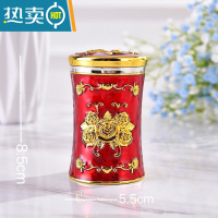 敬平欧式牙签筒盒家用牙签罐北欧轻奢牙签桶餐厅酒店KTV用品装饰摆件 金红 送牙签